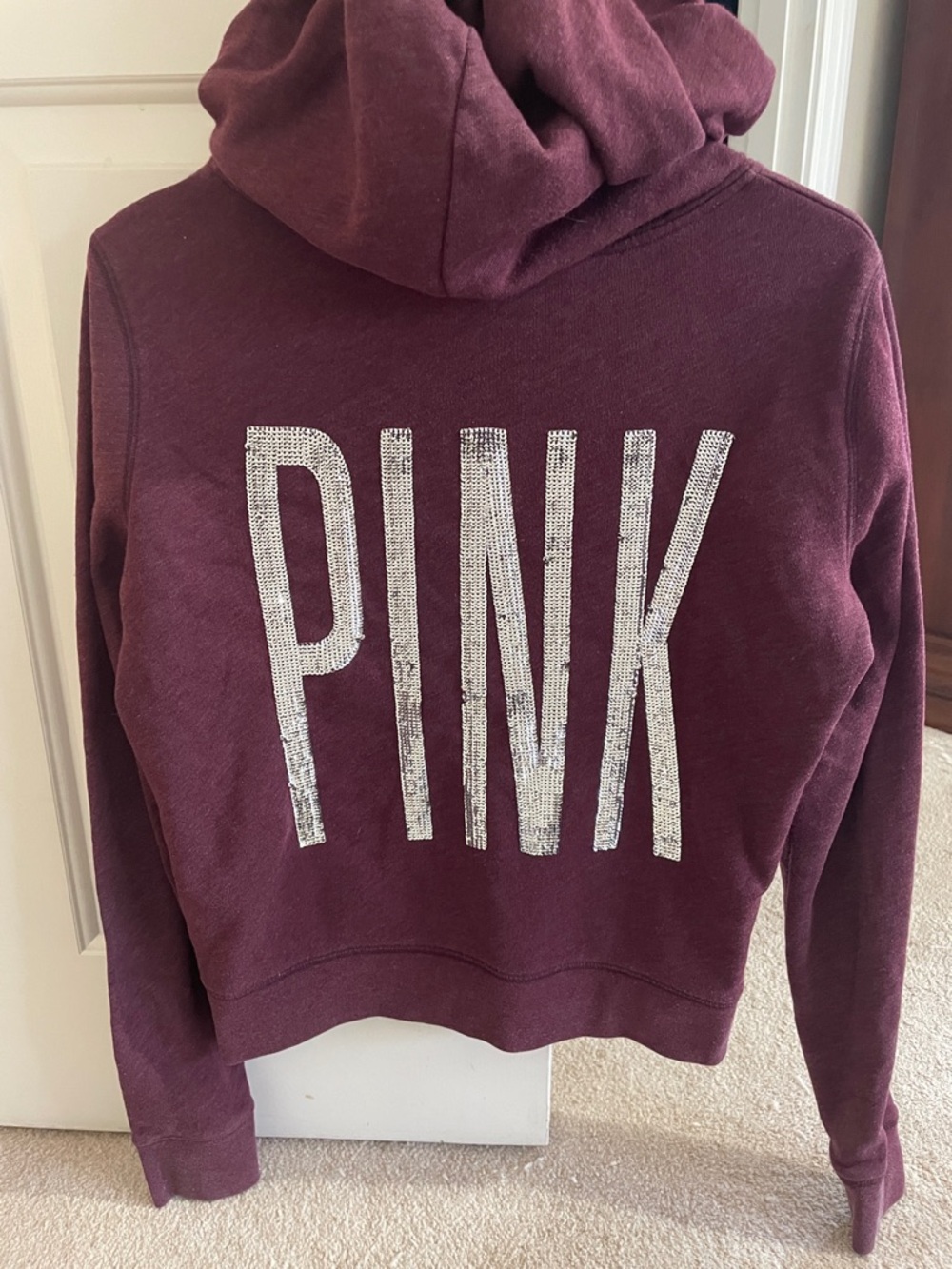 PINK Victoria's Secret Maroon/Burgundy Hoodie with Rhinestone Logo